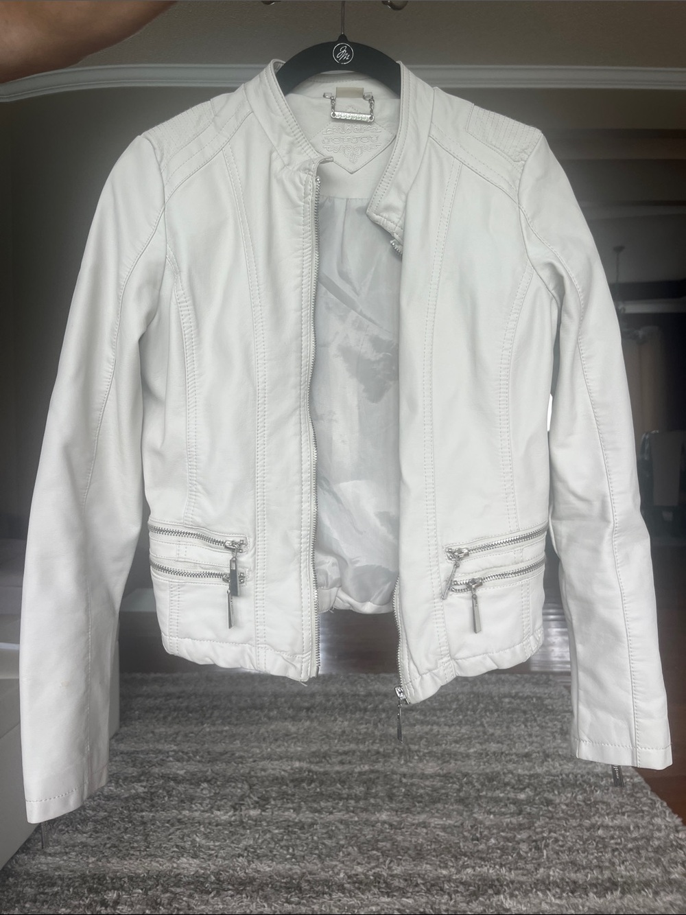 Girls' champagne-colored Faux Leather Jacket